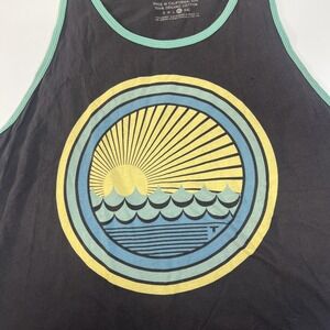 Topo Ranch Tank Top Shirt Mens XL Black Sun Wave Graphic Made in‎ USA Organic